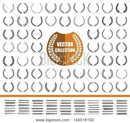 55 wreaths and branches set. Vector illustration.