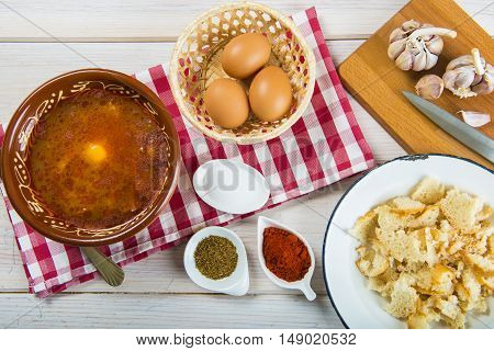 Castilian Or Garlic Soup With Eggs