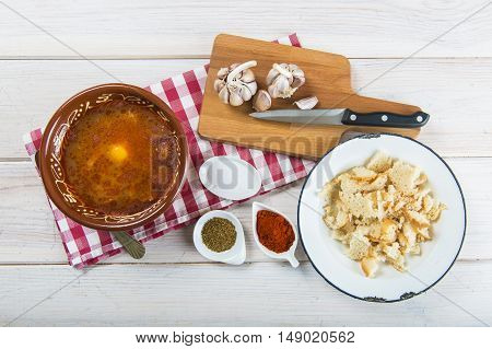 Castilian Or Garlic Soup With Eggs