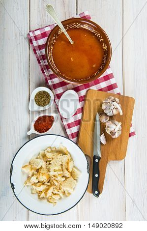 Castilian Or Garlic Soup With Eggs