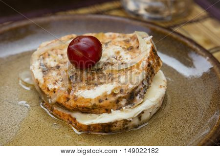 Close Up Pickled Soft Camembert Cheese And Pepper