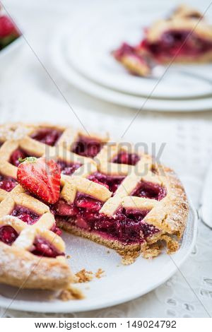 Apple, Strawberry And Blackberry Lattice Pie