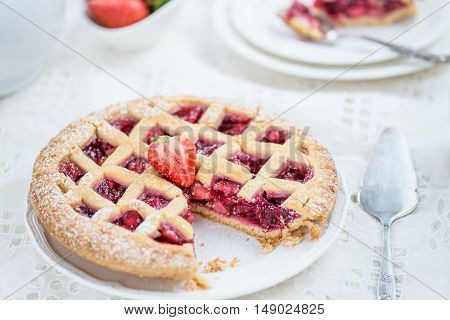 Apple, Strawberry And Blackberry Lattice Pie