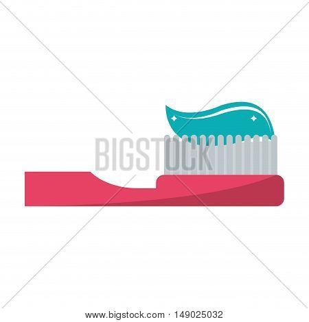 Toothbrush with toothpaste icon. Dental medical and health care theme. Isolated design. Vector illustration