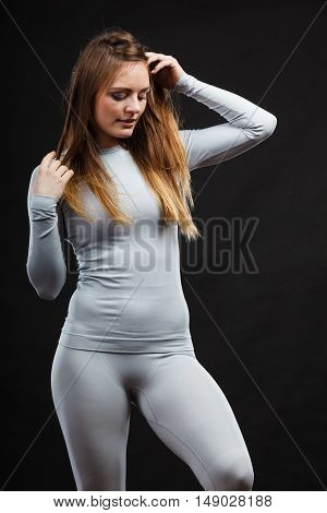 Woman Wearing Thermoactive Underwear.