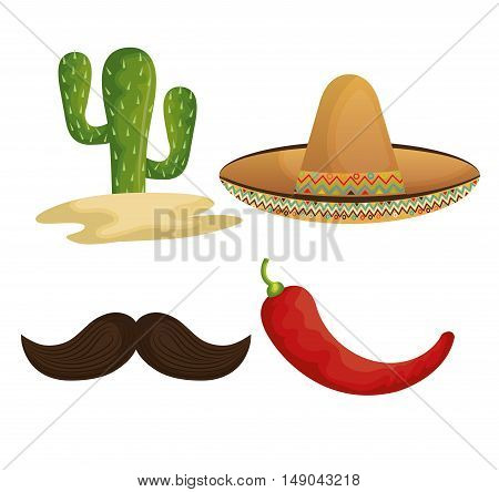collection icons mexican culture grpahic isolated vector illustration eps 10