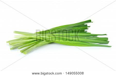 uncooked Chives or Chinese Chives on white background