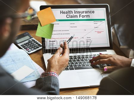 Health Benefits Claim Benefits Form Concept