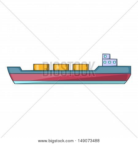 Ship carries cargo icon in cartoon style isolated on white background. Sea and transport symbol vector illustration