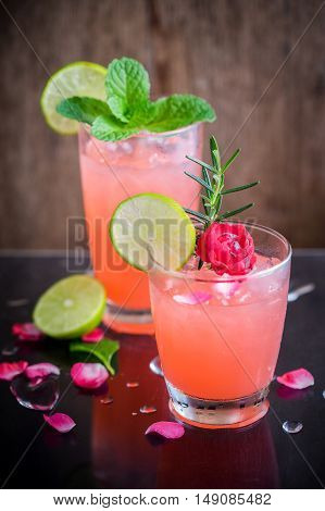 Refreshing Summer Drink With Strawberry In Glasses