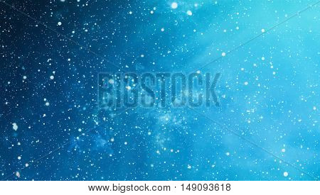 Deep space background with stardust and shining star. Milky way cosmic background. Star dust and pixie dust glitter space backdrop. Space stars and planet conceptual image.