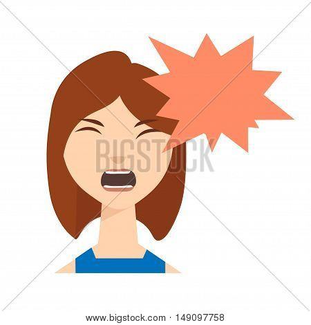 Angry Woman Skream with Speech Bubble. Vector illustration
