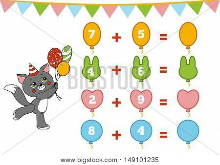 Counting Game For Children. Addition Worksheets About Birthday Decorations