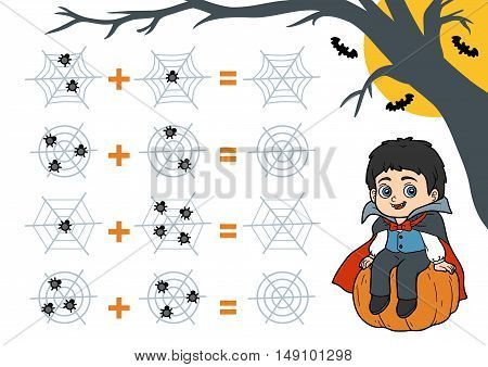 Counting Game For Preschool Children. Halloween Characters, Vampire.