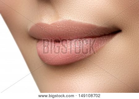 Perfect Lips. Sexy Girl Mouth Close Up. Beauty Young Woman Smile