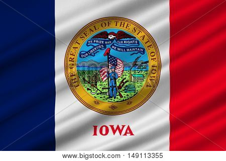 Flag of Iowa state of United States. 3D illustration