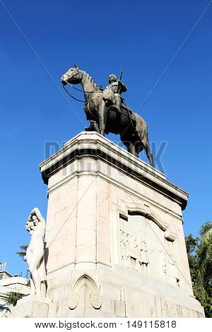 The statue of Jose Gervasio Artigas in Montevideo Uruguay.