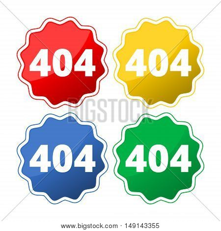 404 Not found error sign set on white background