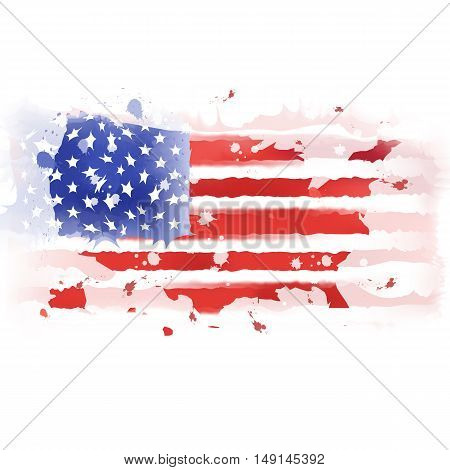 vector map of United States American; Watercolor paint
