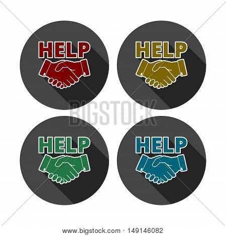 Help hand icon.Help hand icon Vector with long sahdow