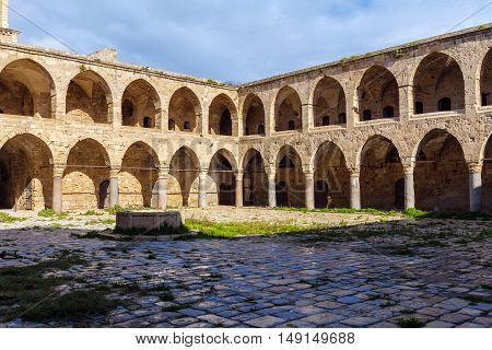 Khan al-Umdan Colonnade in Acre city Israel