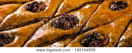 Baklava. Traditional east sweet with walnuts. Close up