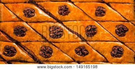 Baklava. Traditional east sweet with walnuts. Close up