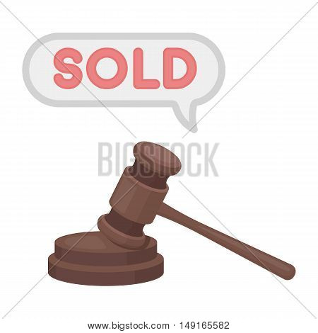 Auction hammer icon in cartoon style isolated on white background. E-commerce symbol vector illustration.