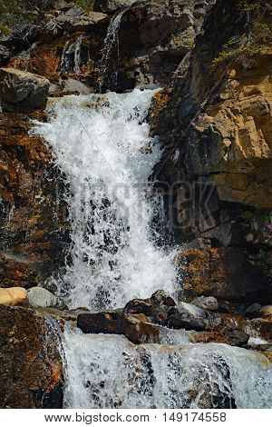 Tangle Creek waterfalls in Jasper National Park, Alberta, Canada