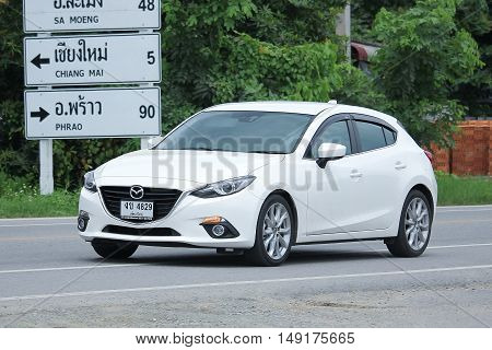 CHIANGMAI THAILAND -AUGUST 18 2016: Private car Mazda3. Photo at road no.121 about 8 km from downtown Chiangmai thailand.