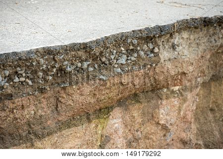 broken road by an earthquake or landslide