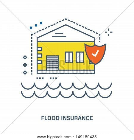 Concept of flood insurance. Flat Vector illustration. Can be used for banner, business data, web design, brochure template.