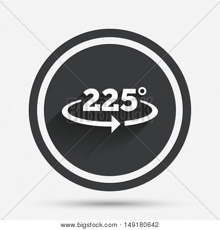 Angle 225 degrees sign icon. Geometry math symbol. Circle flat button with shadow and border. Vector