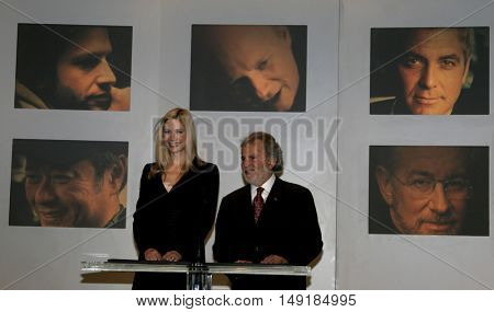 Mira Sorvino and Academy President Sid Ganis at the 78th Annual Academy Awards Nominations held at the Academy of Motion Picture Arts and Sciences in Beverly Hills, USA on January 31, 2006.