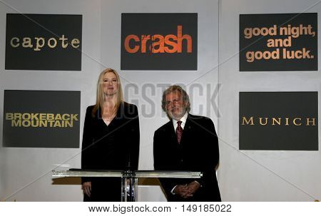 Mira Sorvino and Academy President Sid Ganis at the 78th Annual Academy Awards Nominations held at the Academy of Motion Picture Arts and Sciences in Beverly Hills, USA on January 31, 2006.