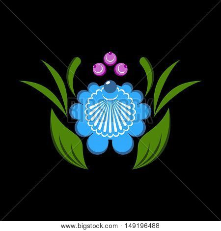 Flower Gorodets Painting. Russian National Folk Craft. Elements Of Traditional Painting In Russia