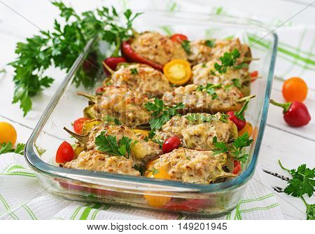 Stuffed Peppers Minced Chicken With Pepper Chilli With Tomato