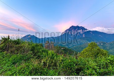 Sunset Over Mount Kinabalu Sunset Light Over Mount Kinabalu In Kinabalu National Park, Sabah Borneo,