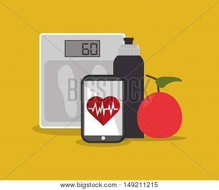 flat design sports water bottle with fitness lifestyle related icons image vector illustration