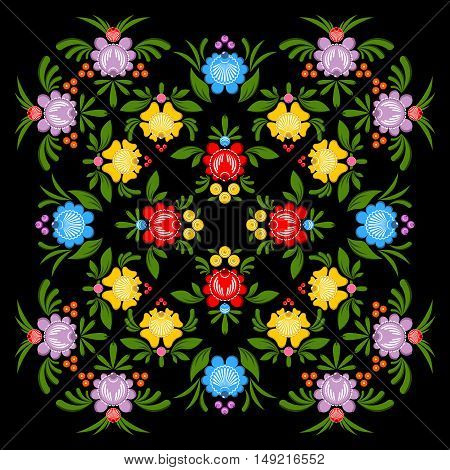 Gorodets Painting Pattern. Floral Ornament. Russian National Folk Craft. Traditional Culture Paintin
