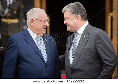 Petro Poroshenko And President Of Israel Reuven Rivlin