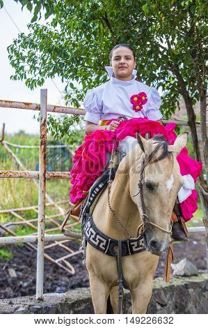GUADALAJARA MEXICO - SEP 01 : Charra participates at the 23rd International Mariachi & Charros festival in Guadalajara Mexico on September 01 2016.