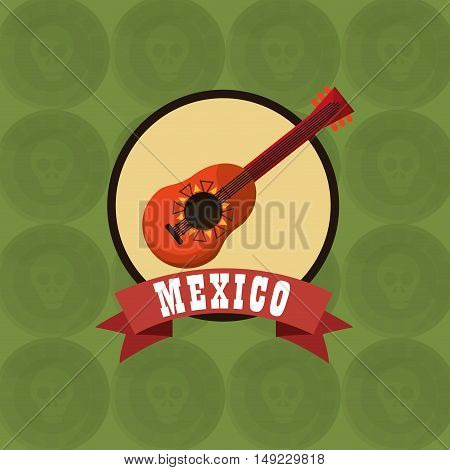 guitarron emblem with mexican culture related icons image vector illustration