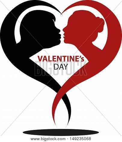 Happy valentines Day, illustrator drawing, Black and Red