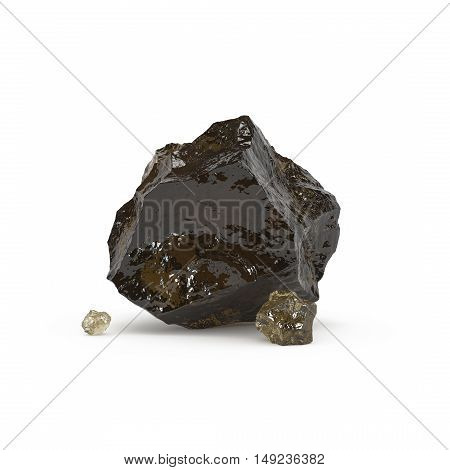 Big Natural Glass Stone Isolated 3D Rendering