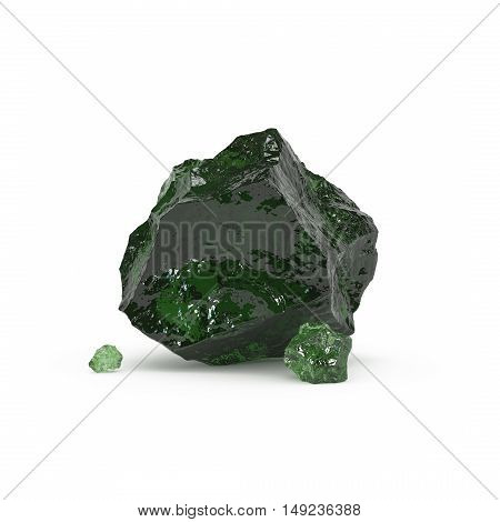 Big Natural Glass Stone Isolated 3D Rendering
