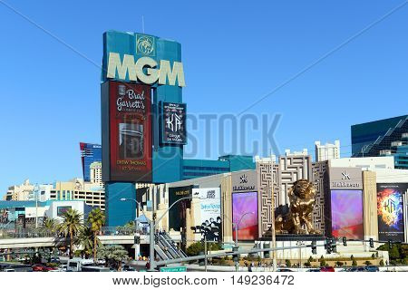 LAS VEGAS - DEC 25, 2015: MGM Grand Las Vegas on Las Vegas Strip in Las Vegas, Nevada, USA. The hotel is the largest single hotel in the United States owned by MGM Resorts International.
