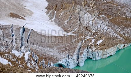 Reflection of glacier in alpine lake. Candian Rocky Mountains. Alberta. Canada.