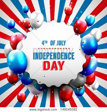 Independence day - vector background with redwhite and blue balloons