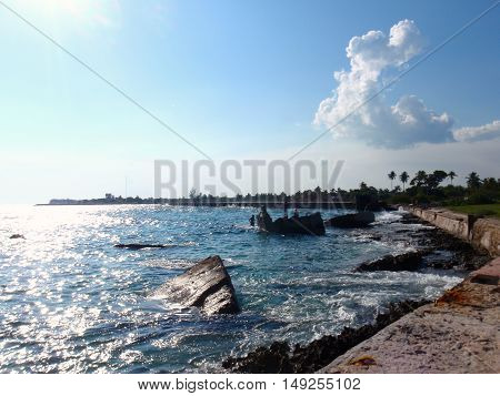 Sea wall in Bay of Pigs, Cuba